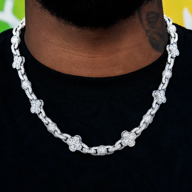 Exclusive Men's Necklaces & Pendants for the Modern Gentleman-Diamond Ball Clover Mariner Chain in White Gold- 10mm Exclusive Men's Necklaces & Pendants for the Modern Gentleman-Diamond Ball Clover Mariner Chain in White Gold- 10mm