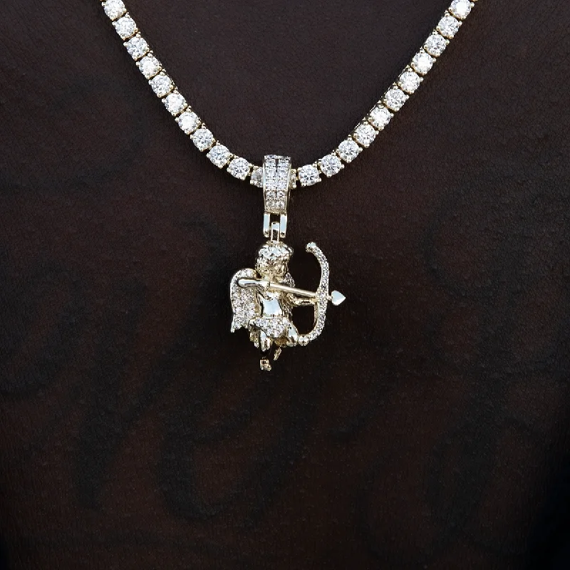 Exclusive Men's Necklaces & Pendants for the Modern Gentleman-Micro Iced Cupid Pendant Exclusive Men's Necklaces & Pendants for the Modern Gentleman-Micro Iced Cupid Pendant