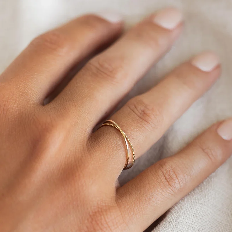 Chic Women's Rings for Fashion-Forward Looks-14k Gold Double Ring - Celestina