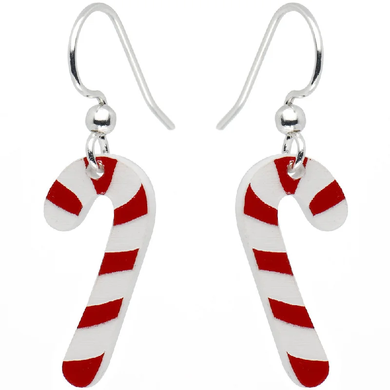 Women's Earrings – Elegant Designs for Every Personality--Holiday Candy Cane Dangle Earrings