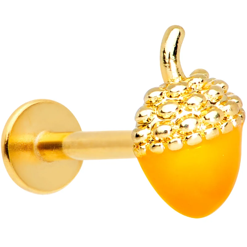 Custom Lip Rings for a Bold Fashion Statement16 Gauge 5/16 Gold Tone Orange Acorn Labret Monroe Tragus