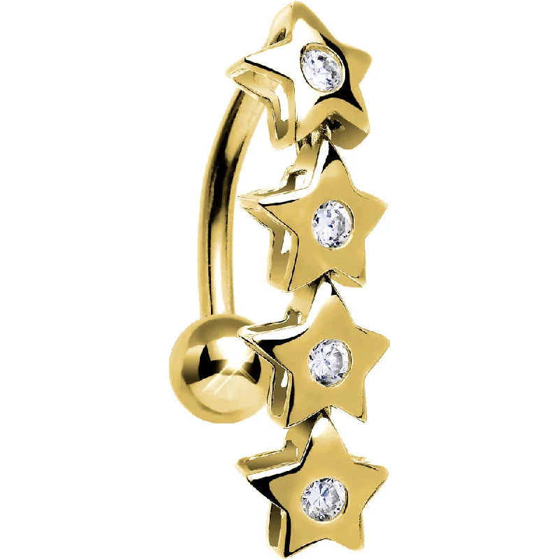 Stylish Belly Rings for Bold Statements -16 Gauge Solid 14KT Yellow Gold TOP MOUNT Cubic Zirconia STAR DROP Belly Ring Stylish Belly Rings for Bold Statements -16 Gauge Solid 14KT Yellow Gold TOP MOUNT Cubic Zirconia STAR DROP Belly Ring