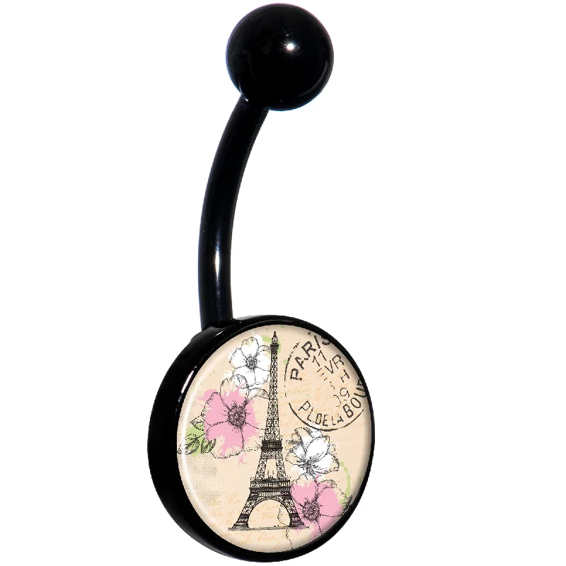 Belly Rings with Vibrant Gemstones for Glamorous Style -With Love from Paris Black Belly Ring Belly Rings with Vibrant Gemstones for Glamorous Style -With Love from Paris Black Belly Ring