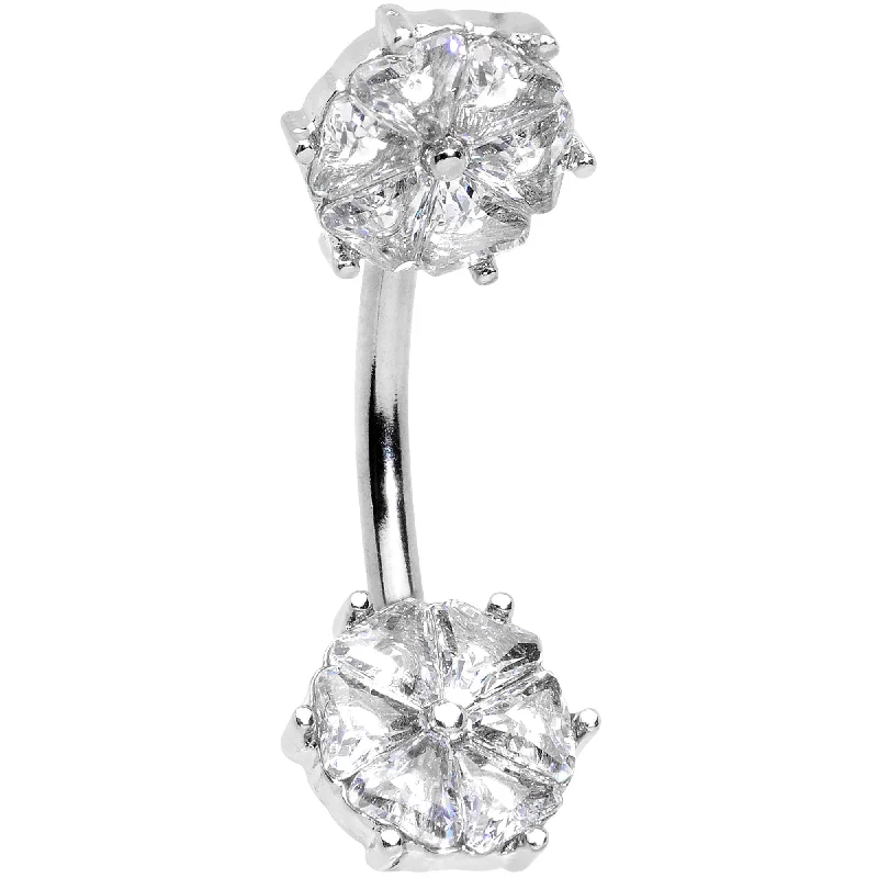 Comfortable Belly Rings for All-Day Comfort -Clear Gem Winter Fun Snowflake Double Mount Belly Ring Comfortable Belly Rings for All-Day Comfort -Clear Gem Winter Fun Snowflake Double Mount Belly Ring