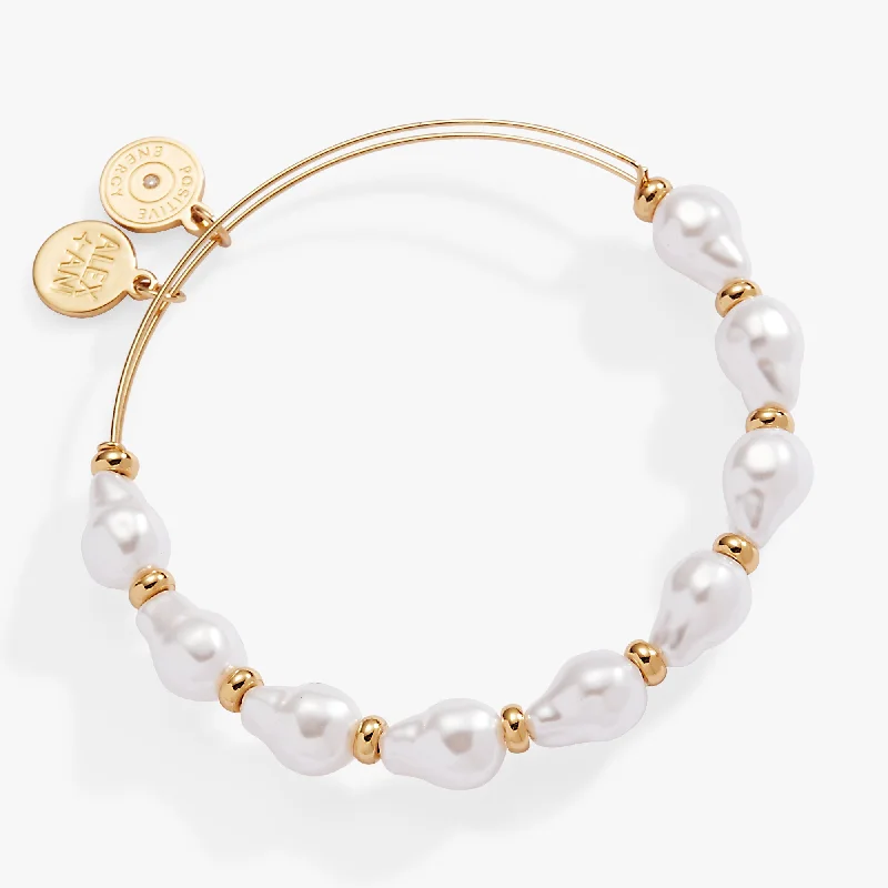 Women's Bangle Sets with Matching Earrings-Baroque Pearl Beaded Bangle