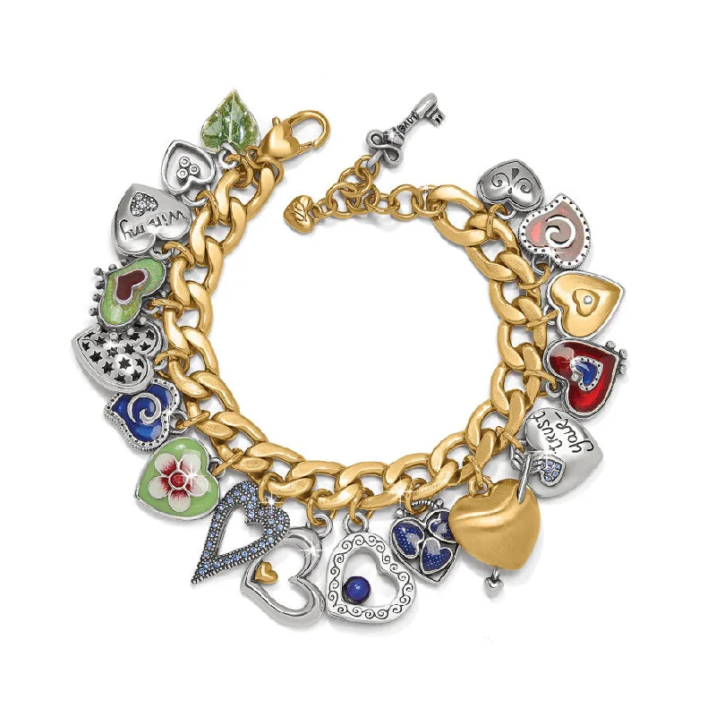 Bangles with Simple Silver Charms for Women-One Heart Color Charm Bracelet