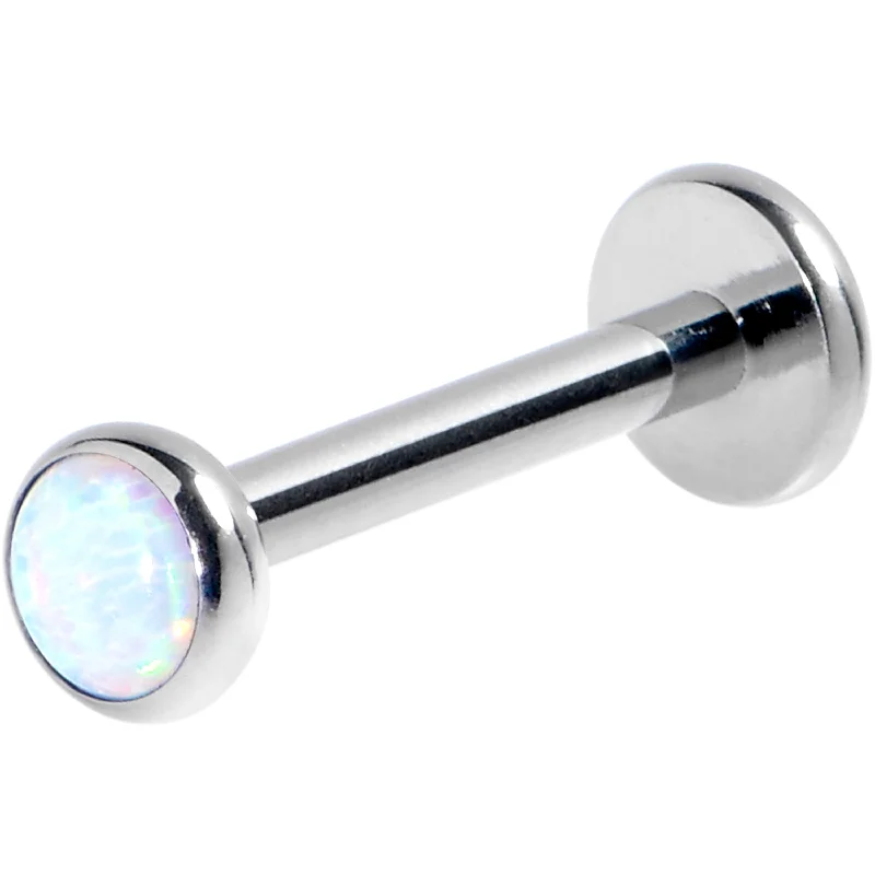 Unique Lip Rings with Creative Designs16 Gauge 5/16 White Synthetic Opal G23 Titanium Threadless Labret Tragus