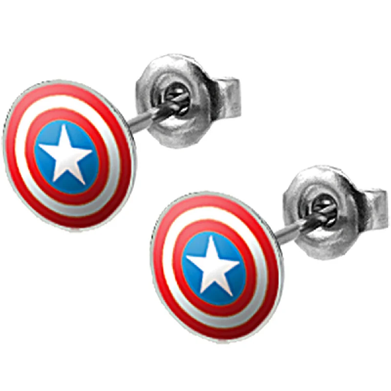 Women's Earrings – Elegant Designs for Every Personality--Captain America Stud Earrings