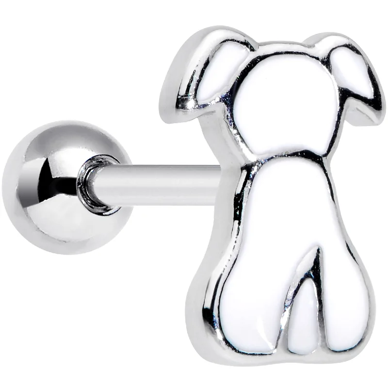 Women's Earrings – Elegant Designs for Every Personality--16 Gauge 1/4 White Sitting Dog Cartilage Tragus Earring