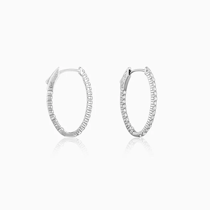 Women's Earrings – Elegant Designs for Every Personality--Silver Enchanted Eve Oval Hoops