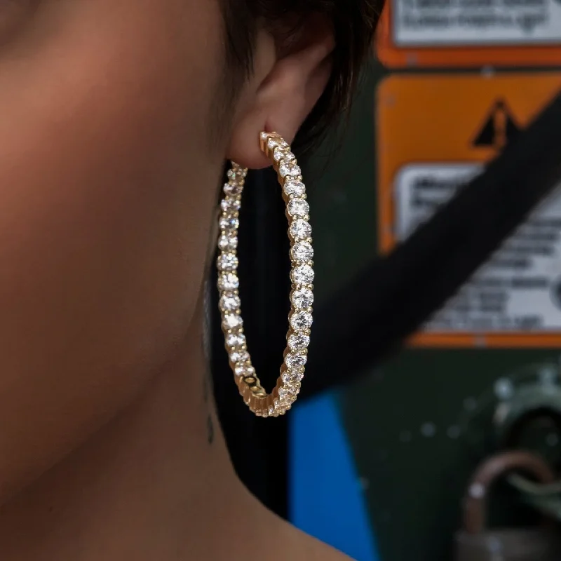 Women's Earrings – Elegant Designs for Every Personality--Eternity Hoop Earrings in Yellow Gold- 4mm