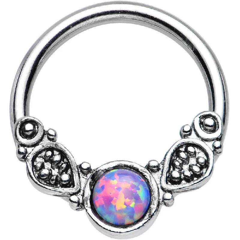 Stylish Lip Rings for Women14 Gauge 1/2 Synthetic Light Purple Opal Tribal Fantasy Captive Ring