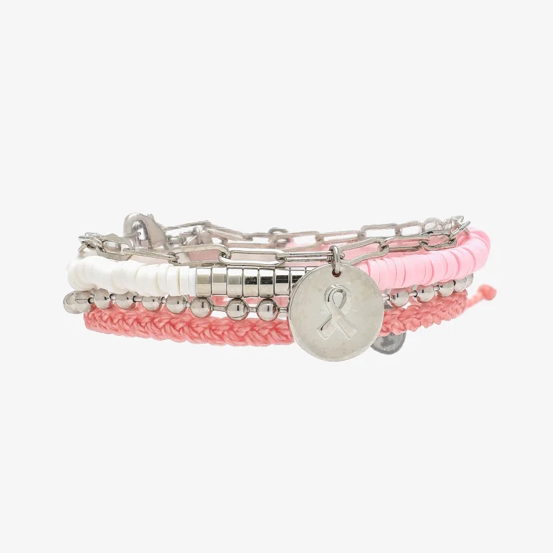 Elegant Gold Bangles with Matching Sets for Women-Boarding 4 Breast Cancer Style Pack