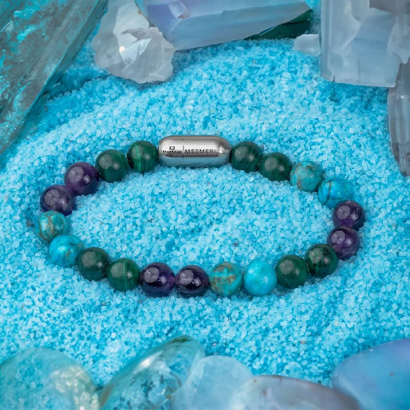 Men's Casual Bracelets with Simple Leather Design-Mystic Malachite Natural Stone Bracelet Men's Casual Bracelets with Simple Leather Design-Mystic Malachite Natural Stone Bracelet