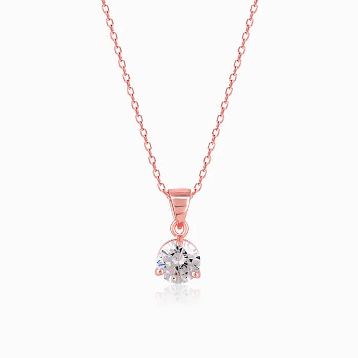 Shop Classic Women's Necklaces & Pendants with a Modern Twist-Rose Gold Classic Zircon Pendant with Link Chain Shop Classic Women's Necklaces & Pendants with a Modern Twist-Rose Gold Classic Zircon Pendant with Link Chain