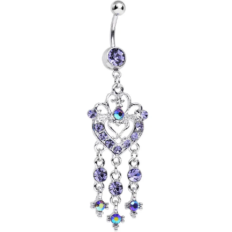 Trendy Belly Rings for Special Fashion -Purple Gem Always Ardent in Love Heart Chandelier Belly Ring Trendy Belly Rings for Special Fashion -Purple Gem Always Ardent in Love Heart Chandelier Belly Ring