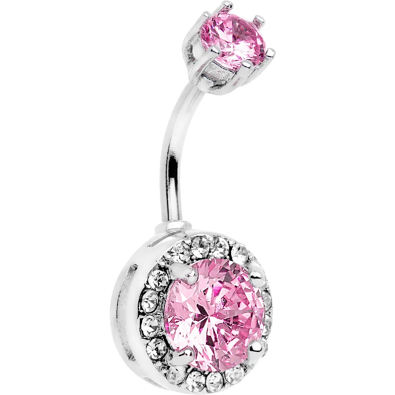 Unique Belly Rings with Stunning Accents -Pink Clear Gem Top to Bottom Trendy Belly Ring Unique Belly Rings with Stunning Accents -Pink Clear Gem Top to Bottom Trendy Belly Ring