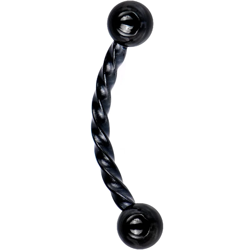 Women's Earrings – Elegant Designs for Every Personality--16 Gauge 3/8 Black IP Seriously Twisted Curved Eyebrow Ring