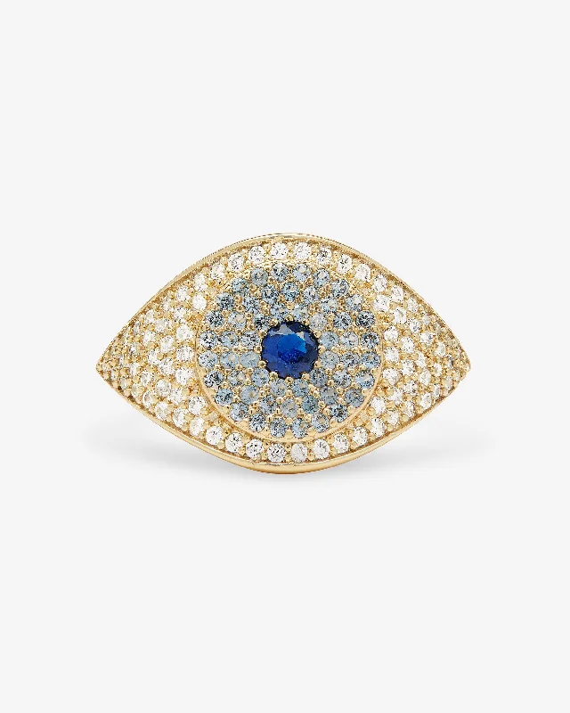 Chic Women's Rings for Fashion-Forward Looks-Blue Evil Eye Ring - Gold|White Diamondettes Chic Women's Rings for Fashion-Forward Looks-Blue Evil Eye Ring - Gold|White Diamondettes