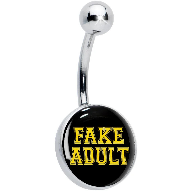 Comfortable Belly Rings for All-Day Wear -Black Yellow Fake Adult Belly Ring