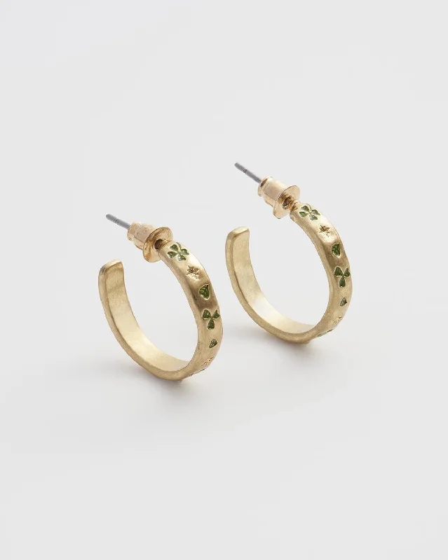 Women's Earrings – Elegant Designs for Every Personality--Four Leaf Clover & Pearl Hoop Earrings