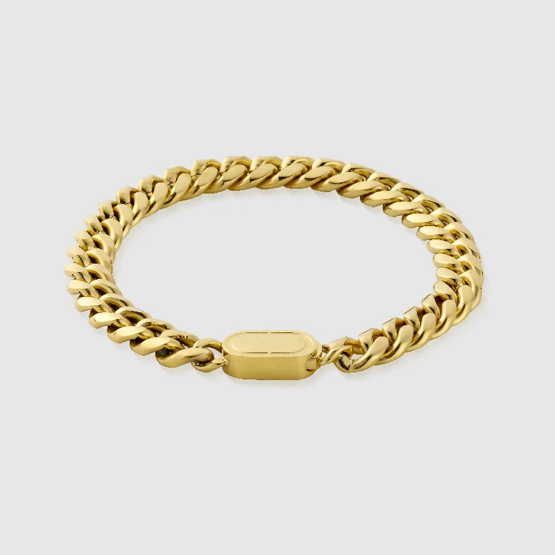 Men's Cuff Bracelets with Engraving-Cuban Bracelet (Gold) 8mm