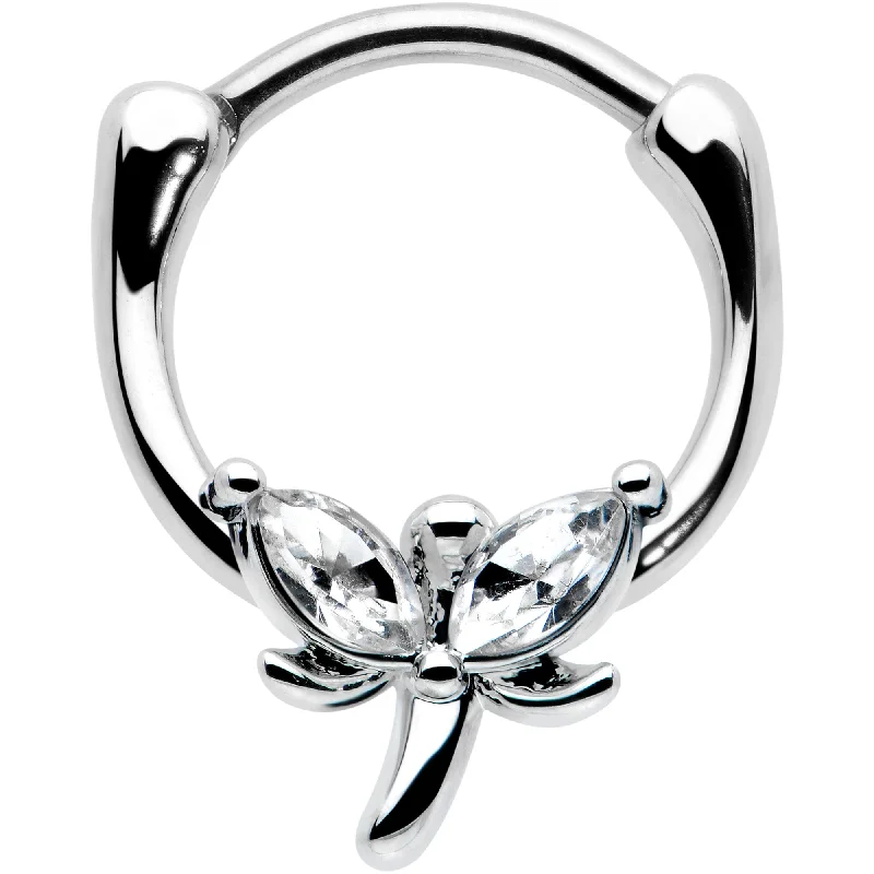 Women's Earrings – Elegant Designs for Every Personality--16 Gauge 5/16 Clear Gem Simple Style Dragonfly Cartilage Clicker