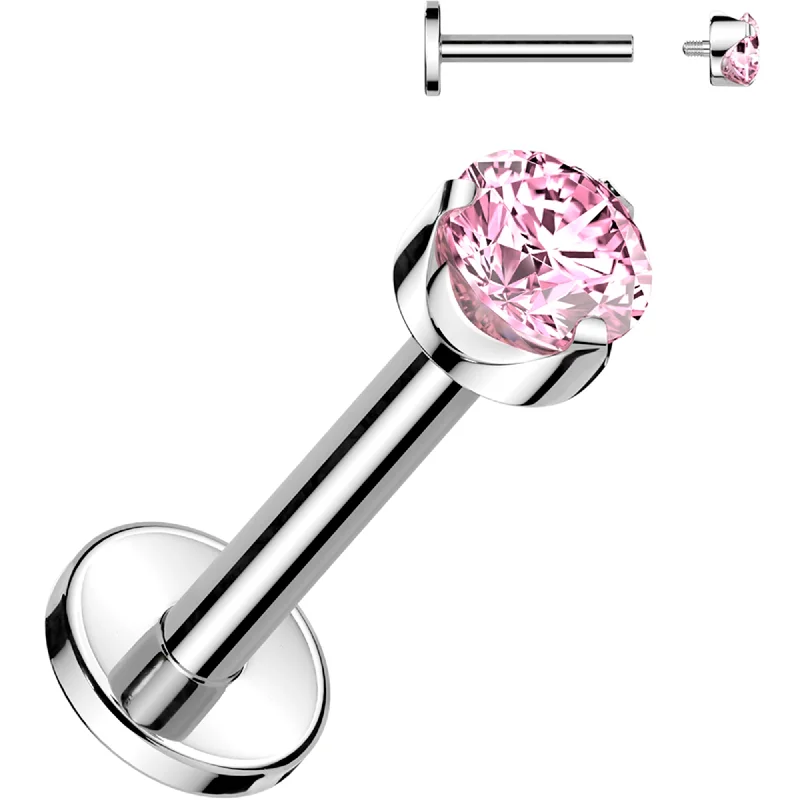 Women's Earrings – Elegant Designs for Every Personality--16 Gauge 5/16 3mm Pink CZ Round Medical Grade Titanium Flat Back Earring