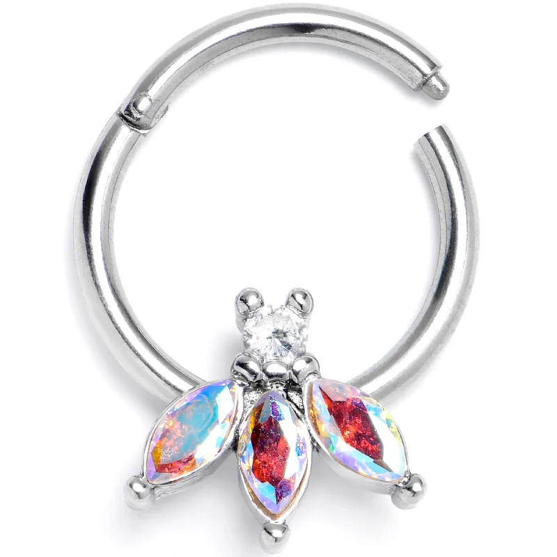 Women's Earrings – Elegant Designs for Every Personality--16 Gauge 3/8 Aurora Gem Fashion Fan Mini Hinged Segment Ring