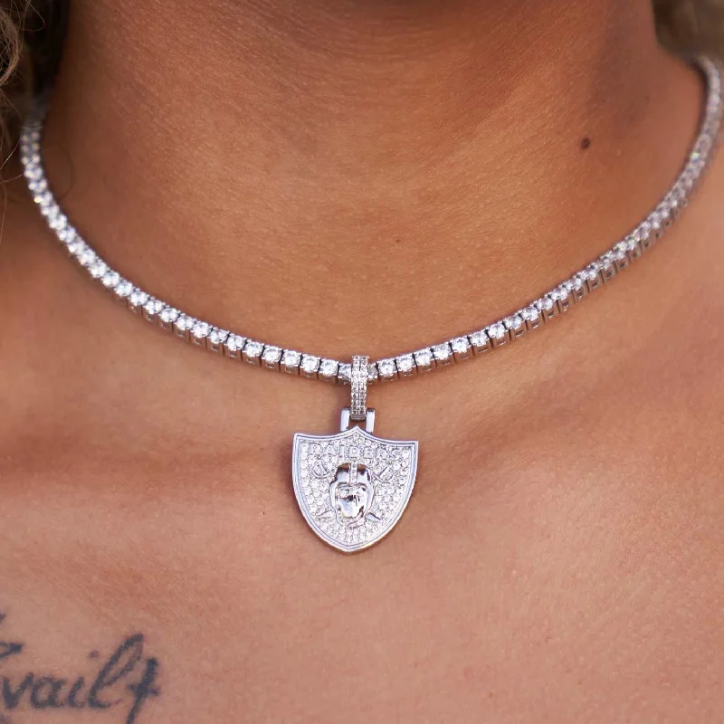 Shop Classic Women's Necklaces & Pendants with a Modern Twist-Las Vegas Raiders Official NFL Micro Logo Pendant - White Gold Shop Classic Women's Necklaces & Pendants with a Modern Twist-Las Vegas Raiders Official NFL Micro Logo Pendant - White Gold