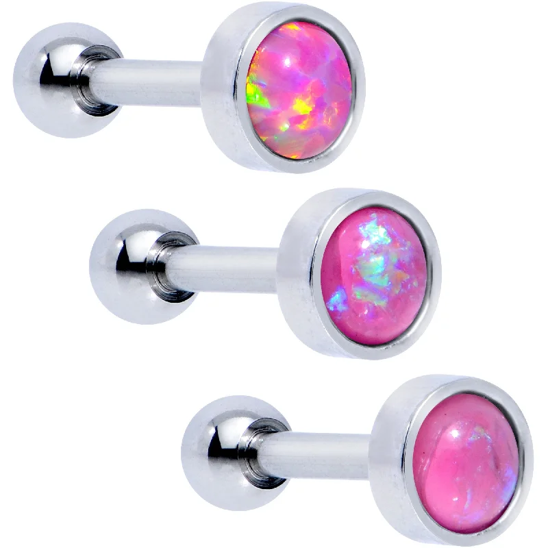 Women's Earrings – Elegant Designs for Every Personality--16 Gauge 1/4 Pink Faux Opal Tragus Cartilage Earring 3 Pack Set Women's Earrings – Elegant Designs for Every Personality--16 Gauge 1/4 Pink Faux Opal Tragus Cartilage Earring 3 Pack Set