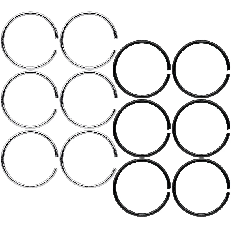 Stunning Nose Rings with Gems -22 Gauge 5/16 Steel Black Anodized Seamless Circular Ring Set of 12 Stunning Nose Rings with Gems -22 Gauge 5/16 Steel Black Anodized Seamless Circular Ring Set of 12