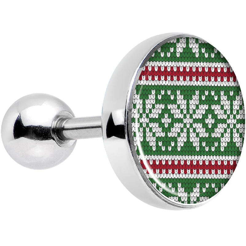 Women's Earrings – Elegant Designs for Every Personality--16 Gauge 1/4 Green Red Christmas Sweater Tragus Cartilage Earring Women's Earrings – Elegant Designs for Every Personality--16 Gauge 1/4 Green Red Christmas Sweater Tragus Cartilage Earring