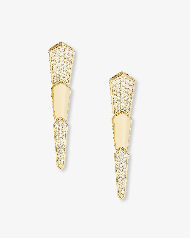 Women's Earrings – Elegant Designs for Every Personality--Pavé XL Serpent Drop Earrings - Gold|White Diamondettes Women's Earrings – Elegant Designs for Every Personality--Pavé XL Serpent Drop Earrings - Gold|White Diamondettes