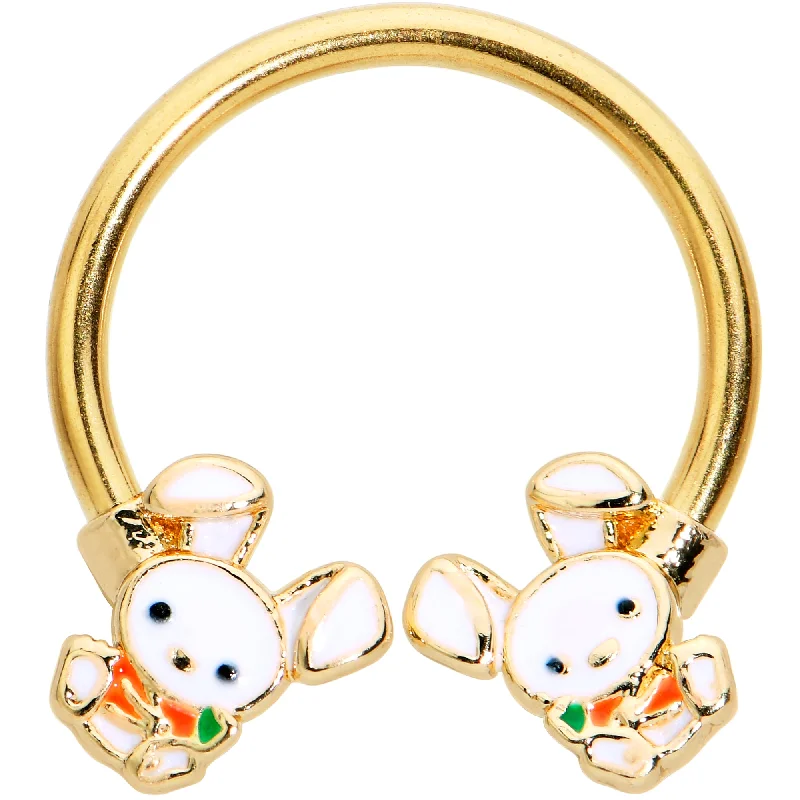 Trendy Lip Rings for Simple Fashion Statements16 Gauge 3/8 Gold Tone Cutie Easter Bunny Horseshoe Circular Barbell