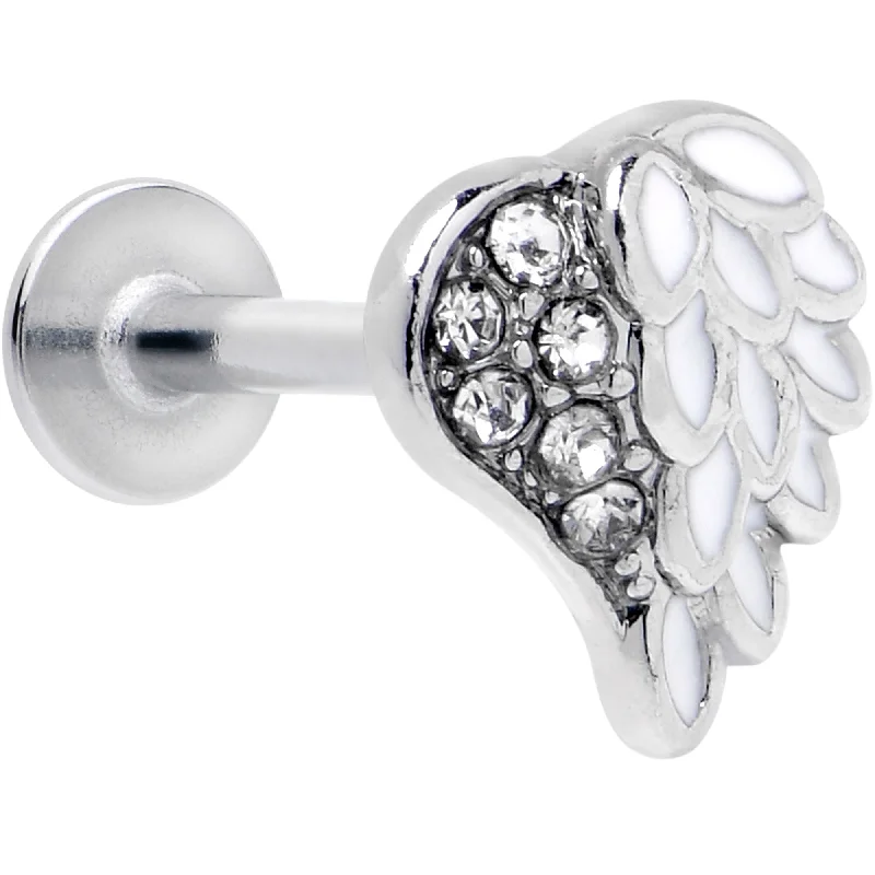 Designer Lip Rings for Fashionable Piercings16 Gauge 5/16 Clear Gem Heavenly Heart Angel Wing White Labret Tragus Designer Lip Rings for Fashionable Piercings16 Gauge 5/16 Clear Gem Heavenly Heart Angel Wing White Labret Tragus