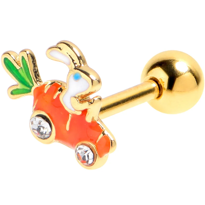 Women's Earrings – Elegant Designs for Every Personality--16 Gauge 1/4 Clear Gem Gold Tone Rabbit Carrot Car Cartilage Earring Women's Earrings – Elegant Designs for Every Personality--16 Gauge 1/4 Clear Gem Gold Tone Rabbit Carrot Car Cartilage Earring