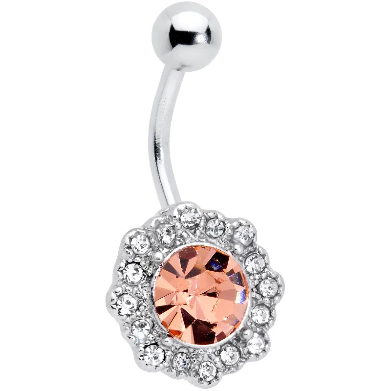Stylish Belly Rings for Glamorous Appeal -Clear Pink Gem Rococo Reverie Belly Ring