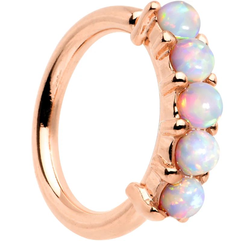 Women's Earrings – Elegant Designs for Every Personality--16 Gauge White Synthetic Opal Rose Gold IP Annealed Circular Ring Women's Earrings – Elegant Designs for Every Personality--16 Gauge White Synthetic Opal Rose Gold IP Annealed Circular Ring