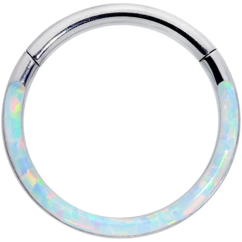 Trendy Nose Rings for a Bold Statement -16 Gauge 3/8 White Synthetic Opal Implant Grade Titanium Segment Ring Trendy Nose Rings for a Bold Statement -16 Gauge 3/8 White Synthetic Opal Implant Grade Titanium Segment Ring