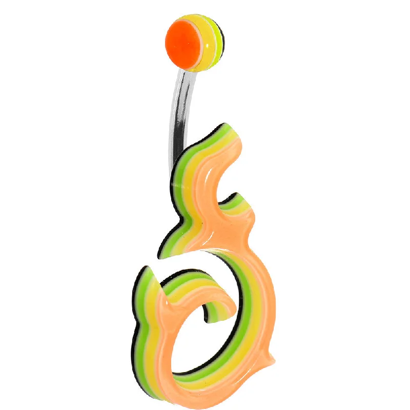 Designer Belly Rings for Special Fashion Statements -Light Orange Acrylic Multi Layered Left Tribal Dragon Belly Ring Designer Belly Rings for Special Fashion Statements -Light Orange Acrylic Multi Layered Left Tribal Dragon Belly Ring