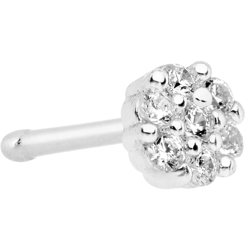 Elegant Nose Rings with Classic Touch -20 Gauge 1/4 Clear CZ Gem Cute Cluster Nose Bone Elegant Nose Rings with Classic Touch -20 Gauge 1/4 Clear CZ Gem Cute Cluster Nose Bone