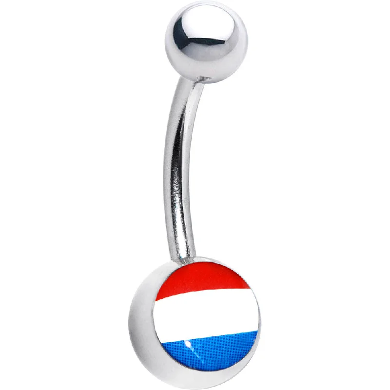 Trendy Belly Rings for Elegant Style -Stainless Steel Dutch Flag Logo Belly Ring