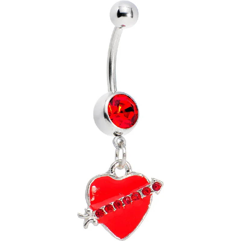 Beautiful Belly Rings with Unique Touch -Red Heart With Arrow Belly Ring