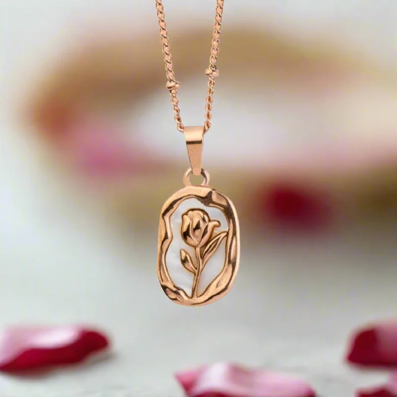 Contemporary Gold Bangles for Women-Personalise Initials Reversible Rose Necklace