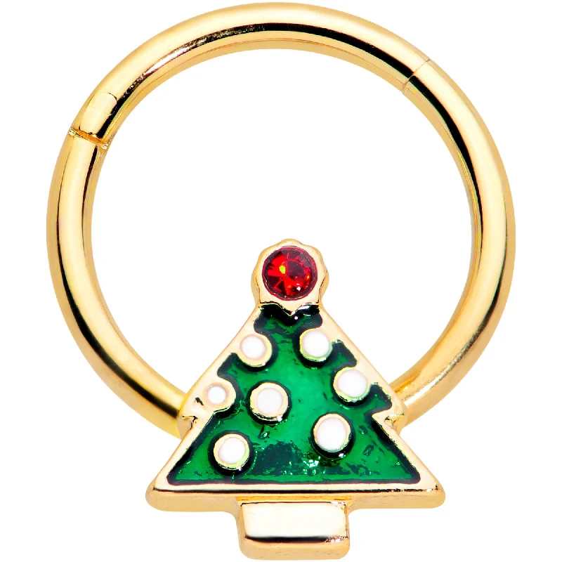 Affordable Nose Rings for Every Budget -16 Gauge 3/8 Red Gem Gold Tone Christmas Tree Hinged Segment Ring Affordable Nose Rings for Every Budget -16 Gauge 3/8 Red Gem Gold Tone Christmas Tree Hinged Segment Ring