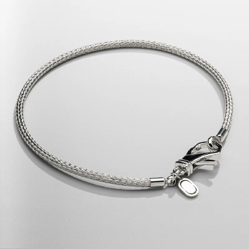 Men's Stylish Bracelets for Fashion-Forward Looks-Micro Pleat Bracelet (Silver)
