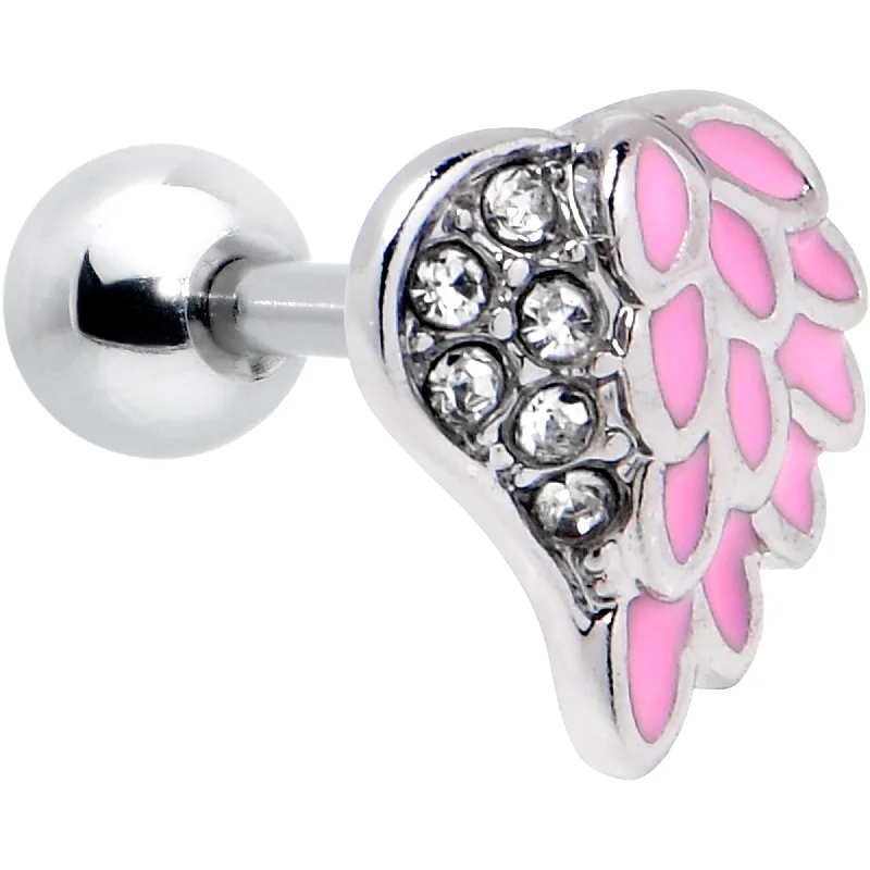 Women's Earrings – Elegant Designs for Every Personality--16 Gauge 1/4 Clear Gem Heavenly Heart Angel Wing Pink Cartilage Earring Women's Earrings – Elegant Designs for Every Personality--16 Gauge 1/4 Clear Gem Heavenly Heart Angel Wing Pink Cartilage Earring