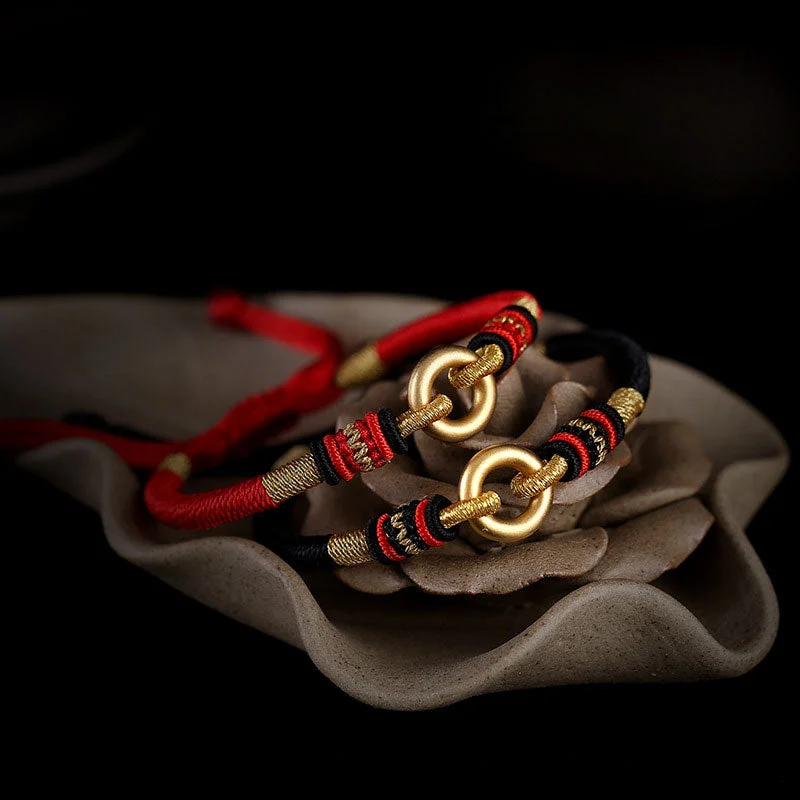 Bold Bangles for Women-Buddha Stones FengShui Lucky Red String Couple Bracelet