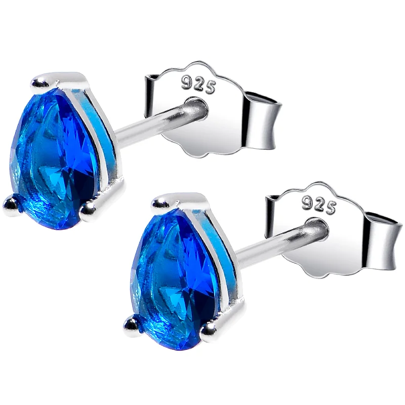 Women's Earrings – Elegant Designs for Every Personality--4mm CZ Pear 925 Sterling Silver September Birthstone Stud Earrings